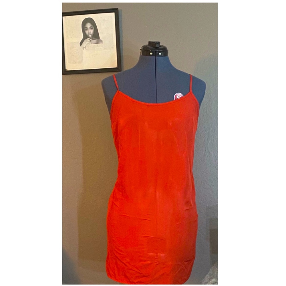 orange mini slip dress